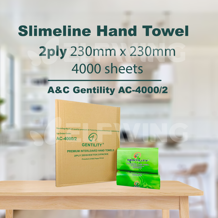 A&C AC-4000/2 Slimline Hand Towel 2ply 230mm x 230mm 4000 sheets