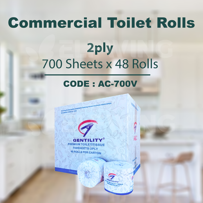 A&C AC-700V Commercial Toilet Rolls 2ply 700 Sheets 48 Rolls