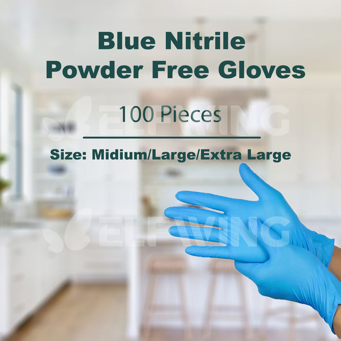 Blue Nitrile Powder Free Gloves Pack of 100 * 10