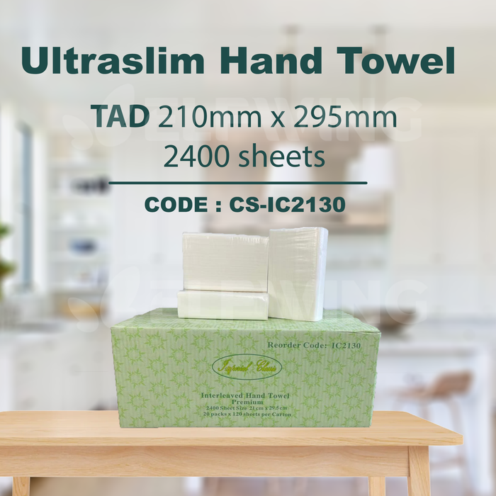 C&S CS-IC2130 Ultraslim Hand Towel TAD 210mm x 295mm 2400 Sheets