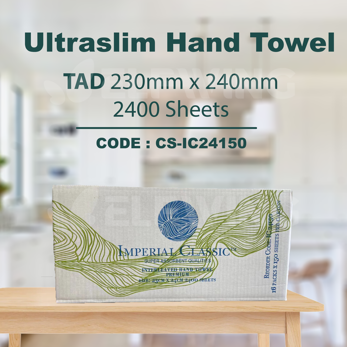 C&S CS-IC24150 Ultraslim Hand Towel TAD 230mm x 240mm 2400 Sheets