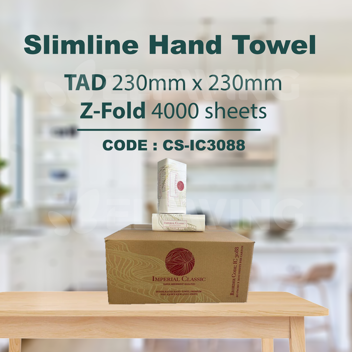 C&S CS-IC3088 Slimline Hand Towel 1ply Z-Fold 230mm x 230mm 4000 Sheets