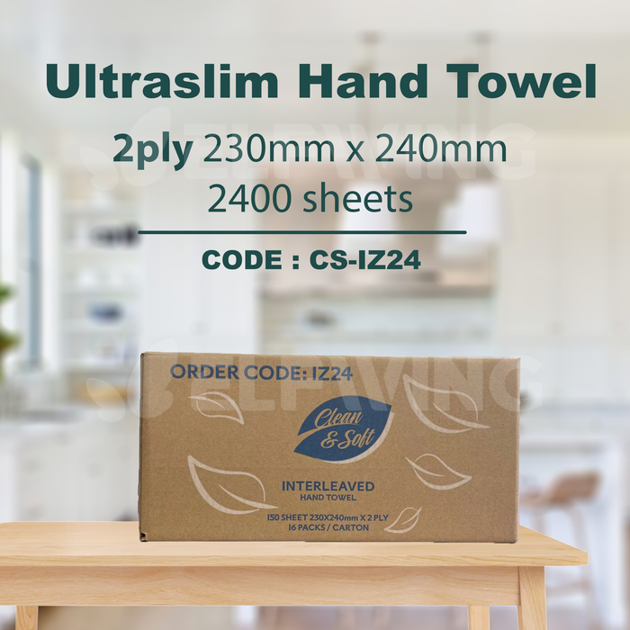 C&S CS-IZ24 Ultraslim Hand Towel 2ply 230mm x 240mm 2400 Sheets