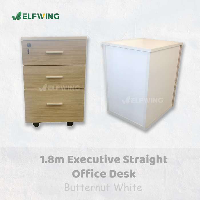 Executive Straight 1.8m Office Desk - Butternut + White / Black