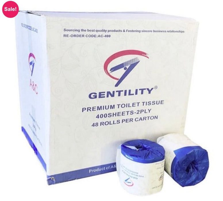 A&C AC-400 Commercial Toilet Rolls 2ply 400 Sheets 48 Rolls
