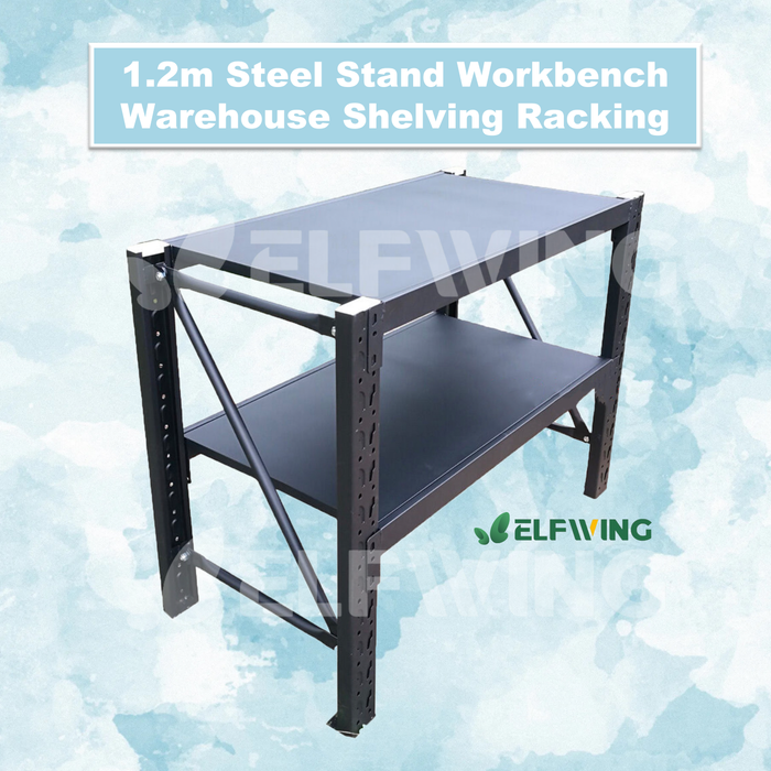 1.2M*0.9M Workbench Warehouse Workbench Shelving Racking Stand Shelf Work Benches -Matte Black